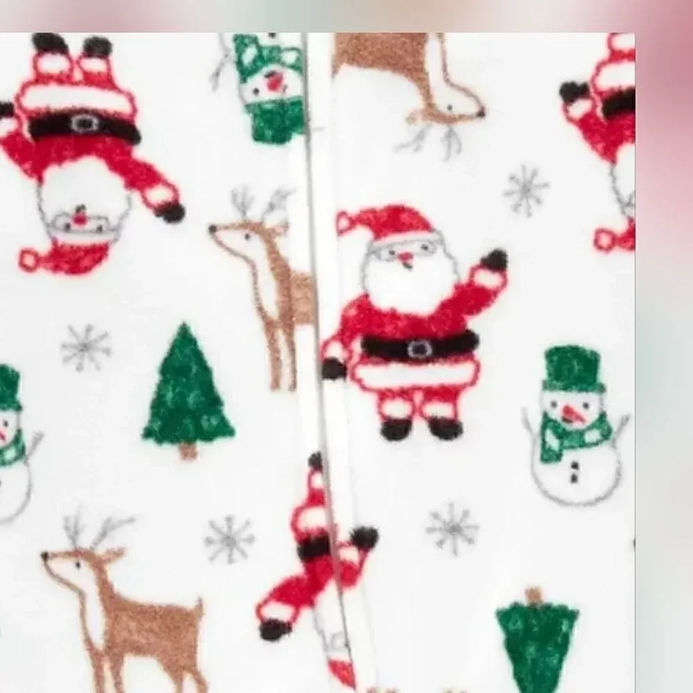 6M Carter's Just One You Baby Santa Christmas Fleece Footed Pajama - White